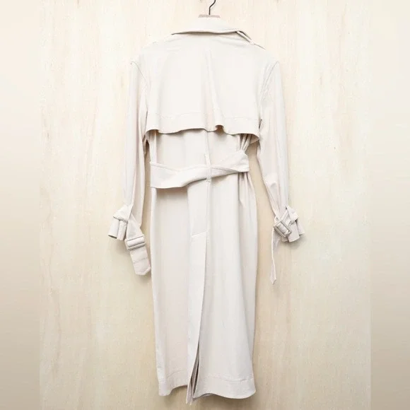 Susana Monaco Cream Double-Breasted Trench Coat - Picture 3 of 4